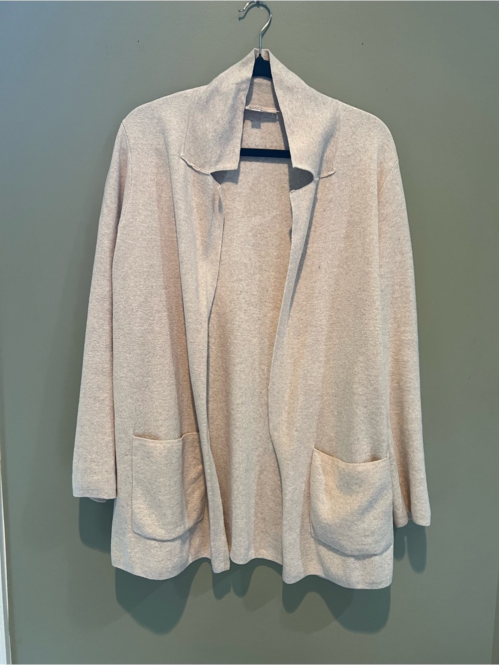 LOFT Open-Front Pocket Cardigan in Light Beige